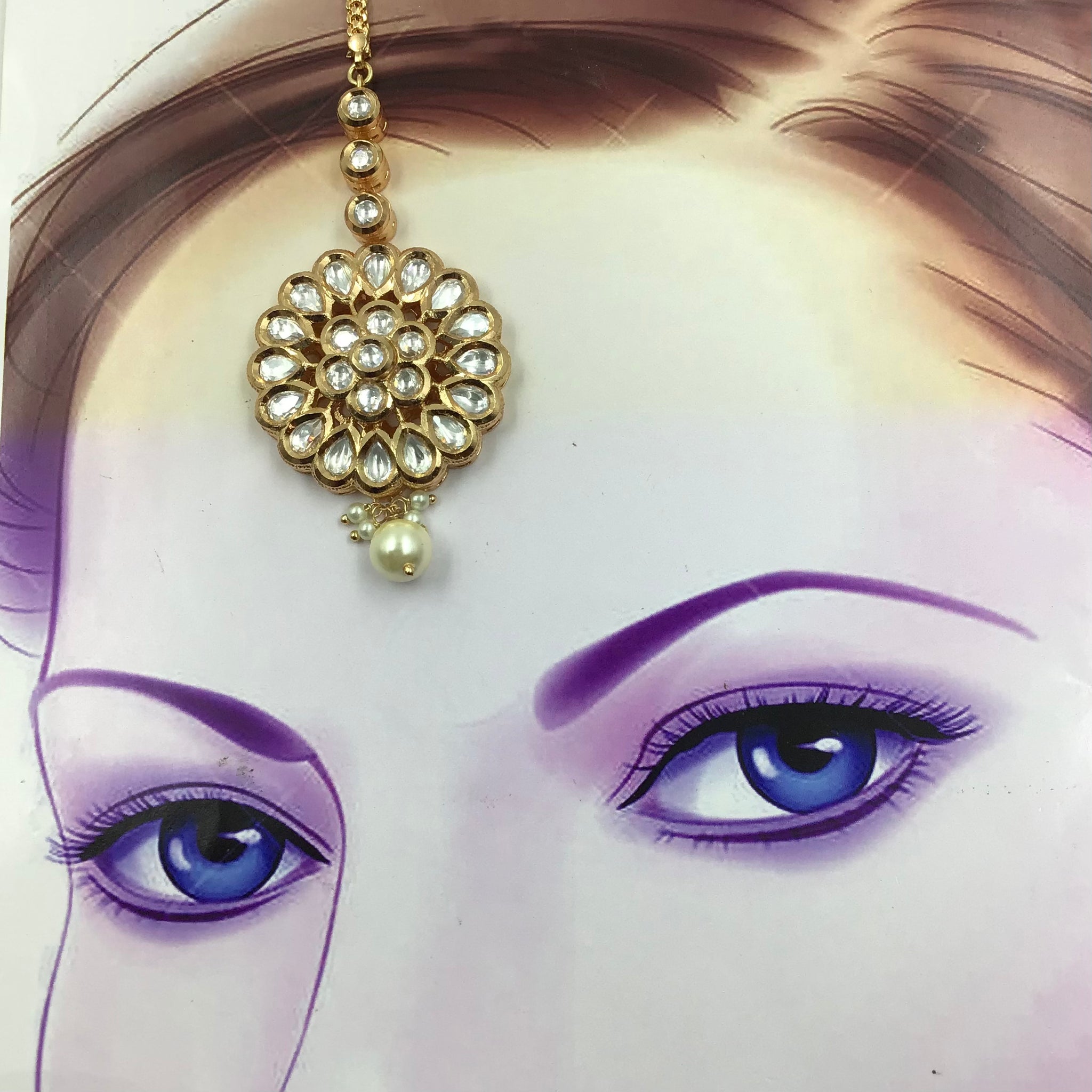 Gold Maang Tikka - Dazzles Jewellery
