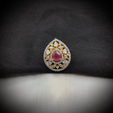 Zircon/AD Adjustable Ruby Ring 14014-1105 - Dazzles Jewellery
