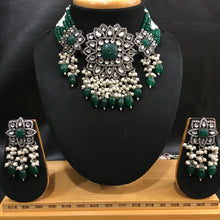 Kundan Pearl Choker Set in Victorian Finish 19448-6630 - Dazzles Jewellery