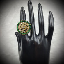 Antique Finish Adjustable Green Ring 11006-6855 - Dazzles Jewellery