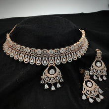 Rose Gold Zircon/AD Necklace Set 14315-1405 - Dazzles Jewellery