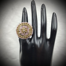Antique Finish Cocktail Adjustable Pink Ring 10084-5495 - Dazzles Jewellery
