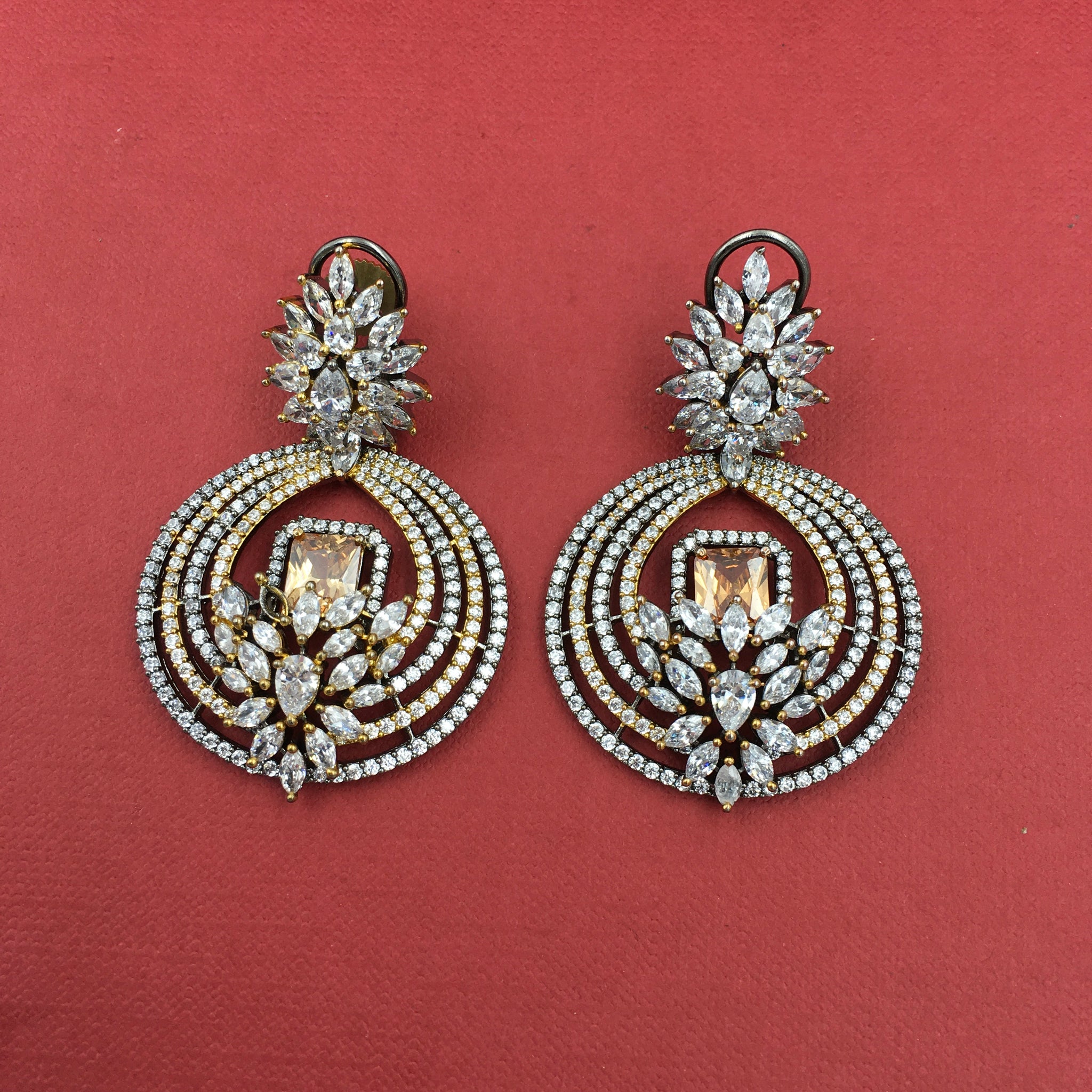Chandbali Zircon/AD Earring 8853-100 - Dazzles Jewellery