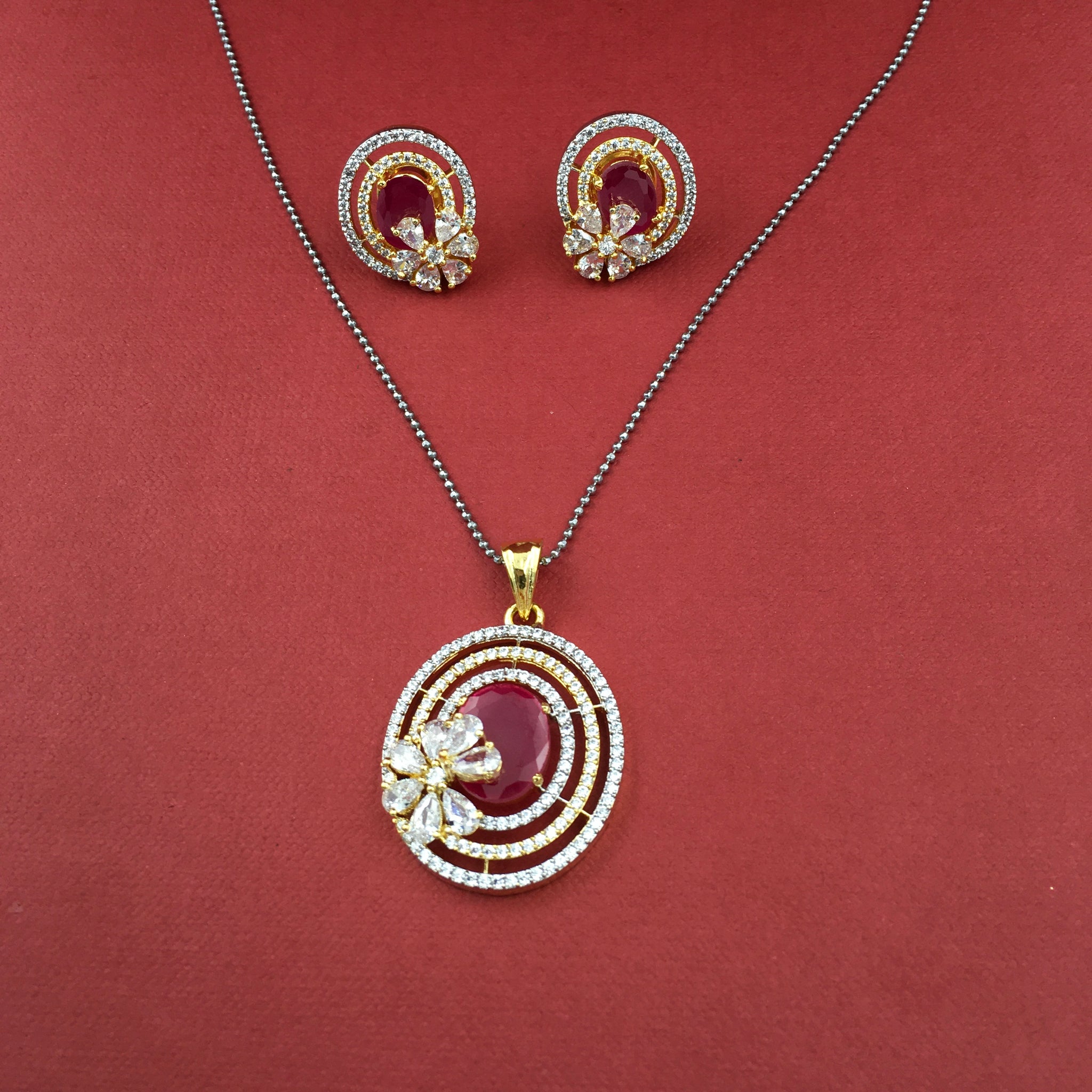 Medium Zircon/AD Pendant Set 8662-08 - Dazzles Jewellery