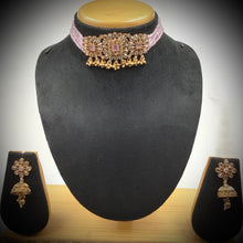 Pink Gold Look Necklace Set 17672-4854 - Dazzles Jewellery