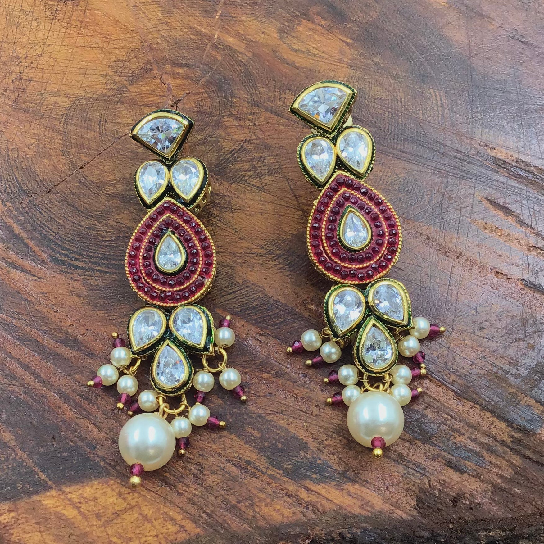 Ruby Polki Necklace Set 11543-7649 - Dazzles Jewellery