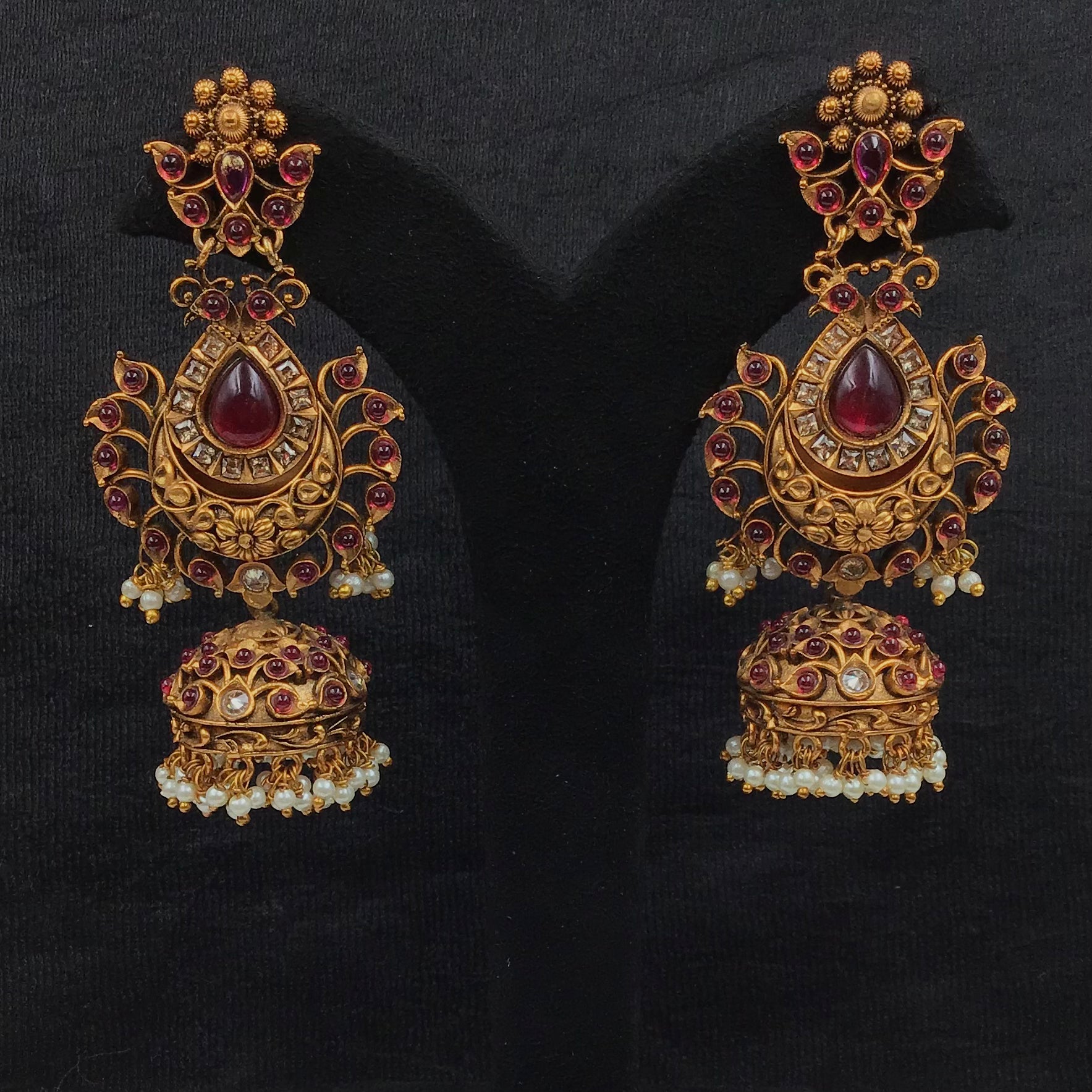 Jhumki Antique Earring 9209-100 - Dazzles Jewellery