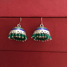 Pure Silver Meenakari Jhumki 5368-100 - Dazzles Jewellery