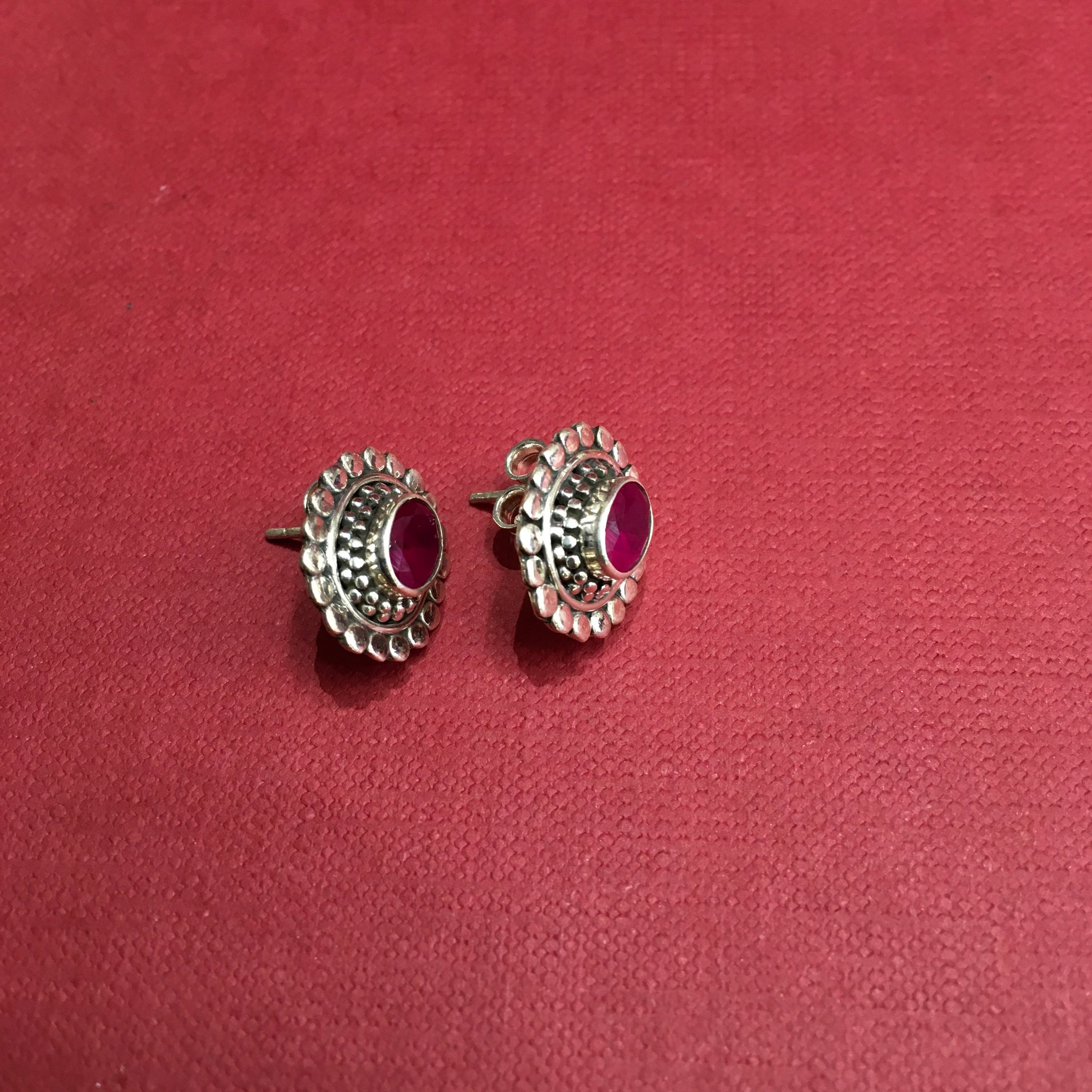 Ruby Silver Earring - Dazzles Jewellery