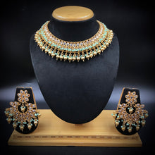 Mint Green Gold Plated Necklace Set 12672-9194 - Dazzles Jewellery