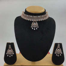 Rose Gold Zircon/AD Necklace Set 14315-1405 - Dazzles Jewellery