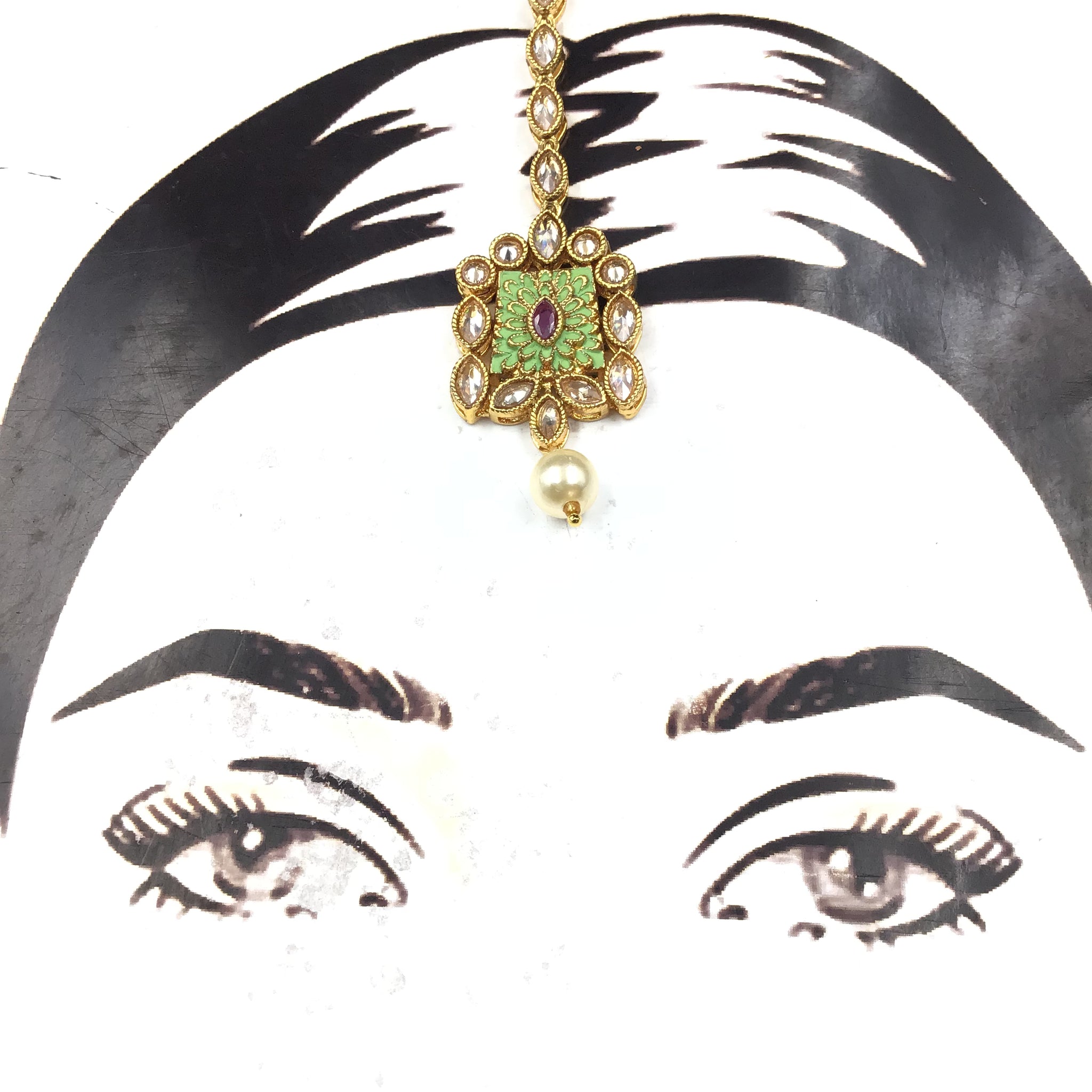 Mint Green Maang Tikka 6895-0100 - Dazzles Jewellery