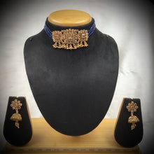 Blue Gold Look Necklace Set 17668-4850 - Dazzles Jewellery