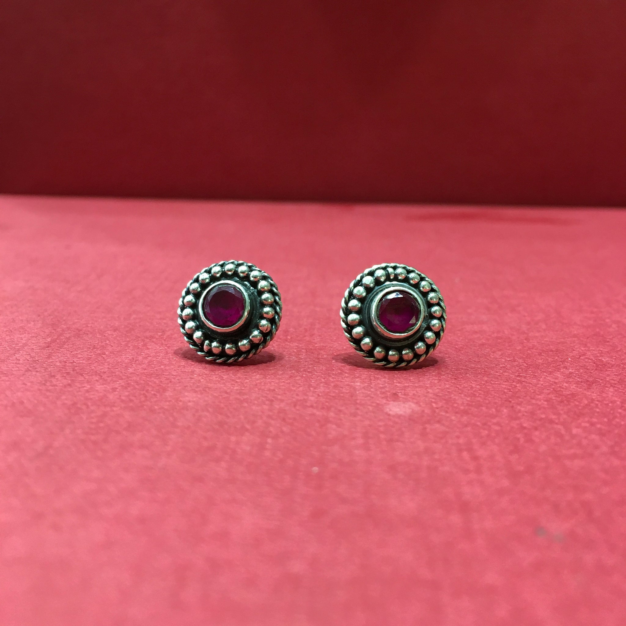 Ruby Silver Earring 10273 - Dazzles Jewellery
