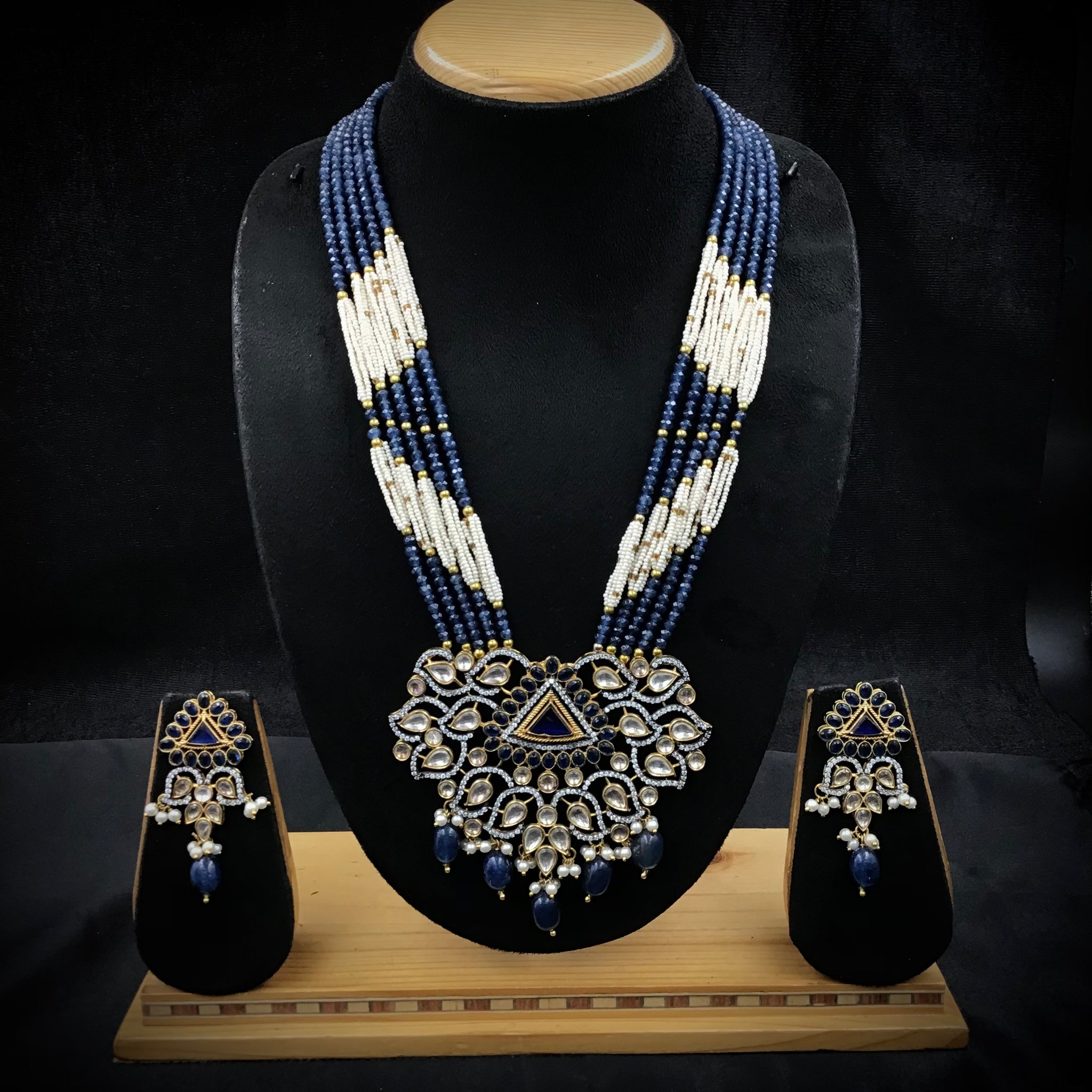 Blue Pearl Necklace Set 8200-2024 - Dazzles Jewellery