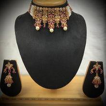 Ruby Gold Look Necklace Set 17652-4834 - Dazzles Jewellery