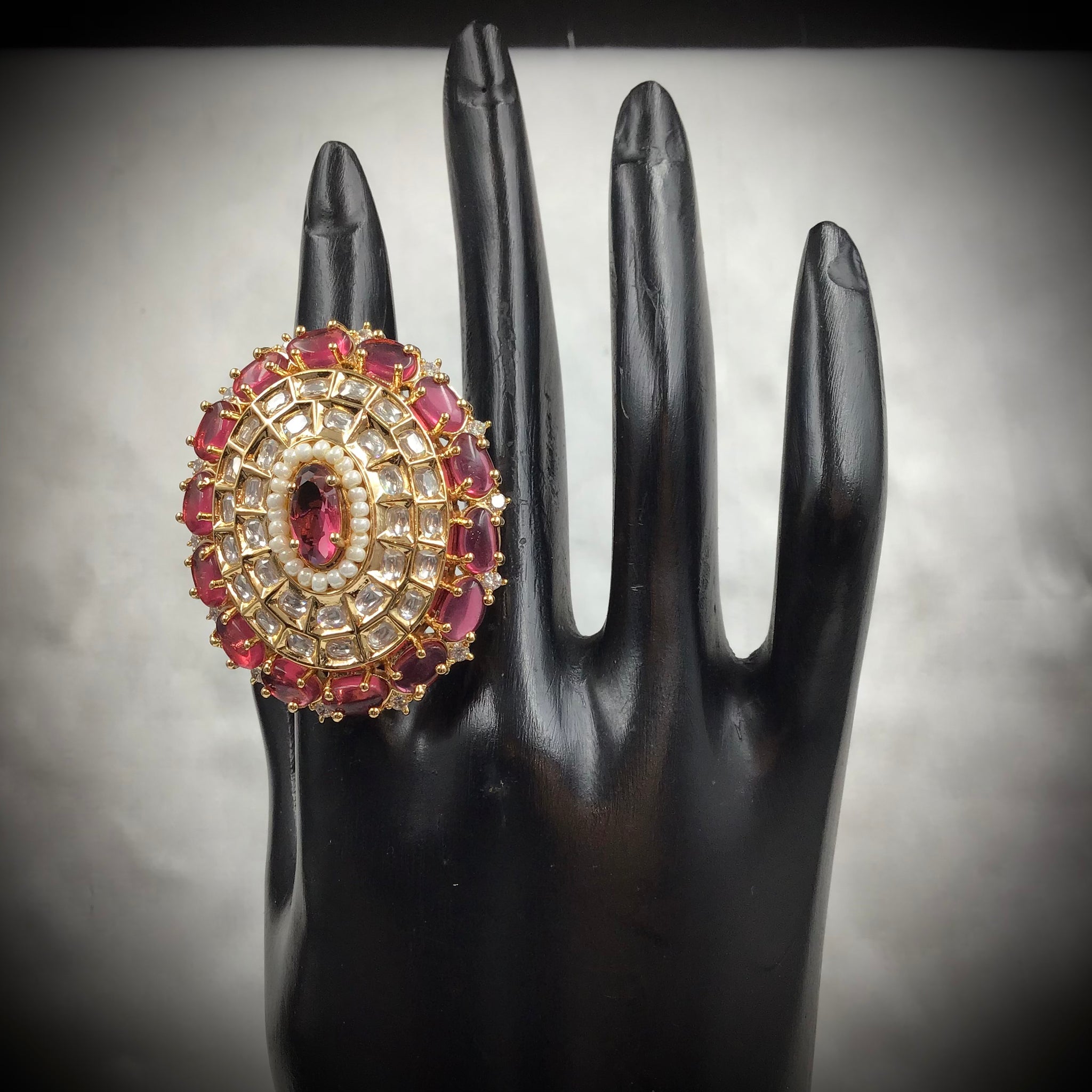 Kundan Adjustable  Ring 8212-4 - Dazzles Jewellery