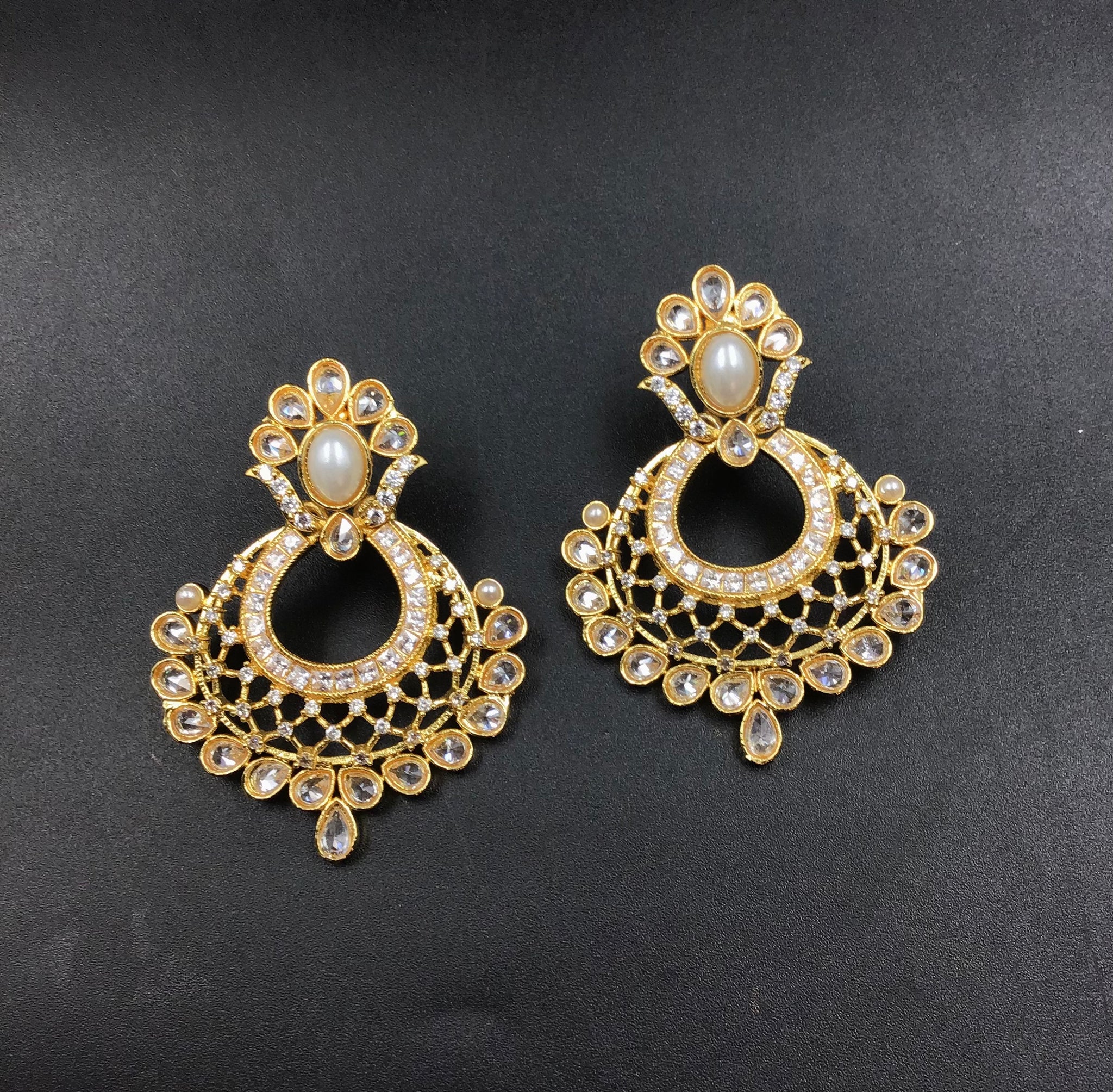 Chandbali Gold Look Earring 9193-100 - Dazzles Jewellery
