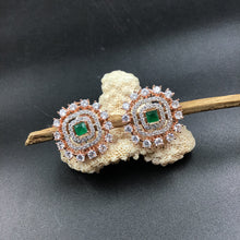 Rose Gold Plated Square Zircon/AD Tops Studs 14061 - Dazzles Jewellery