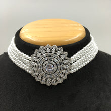 Choker Zircon/AD Necklace Set 7183-33 - Dazzles Jewellery
