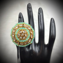Antique Finish Cocktail Adjustable Mint Green Ring 12254-8611 - Dazzles Jewellery