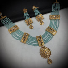 Gold Plated Stone Necklace Set 10045-5311