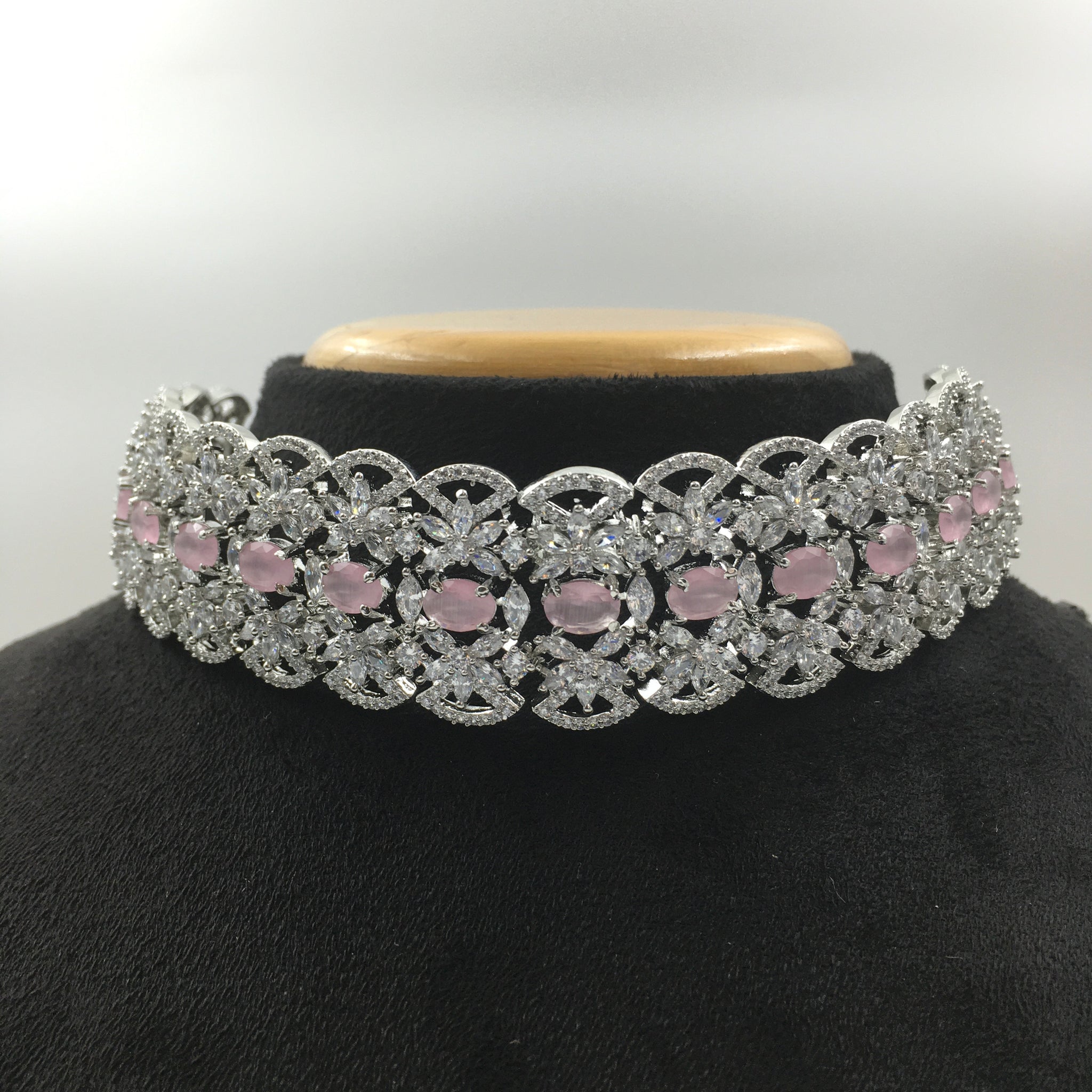 Choker Zircon/AD Necklace Set 5582-69 - Dazzles Jewellery