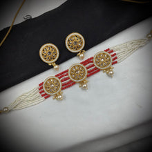Red Gold Look Necklace Set    13292-0236 - Dazzles Jewellery