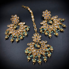 Mint Green Gold Plated Necklace Set 12672-9194 - Dazzles Jewellery