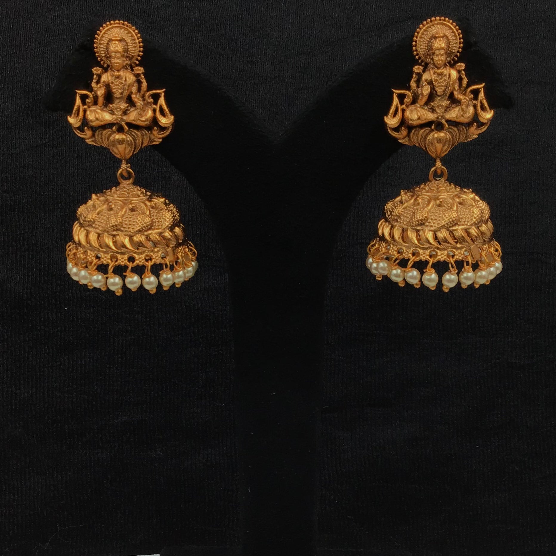 Antique gold look Temple jhumki 9213-100 - Dazzles Jewellery