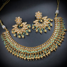 Mint Green Gold Plated Necklace Set 12672-9194 - Dazzles Jewellery