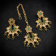 Green Gold Look Necklace Set  19745-6929 - Dazzles Jewellery