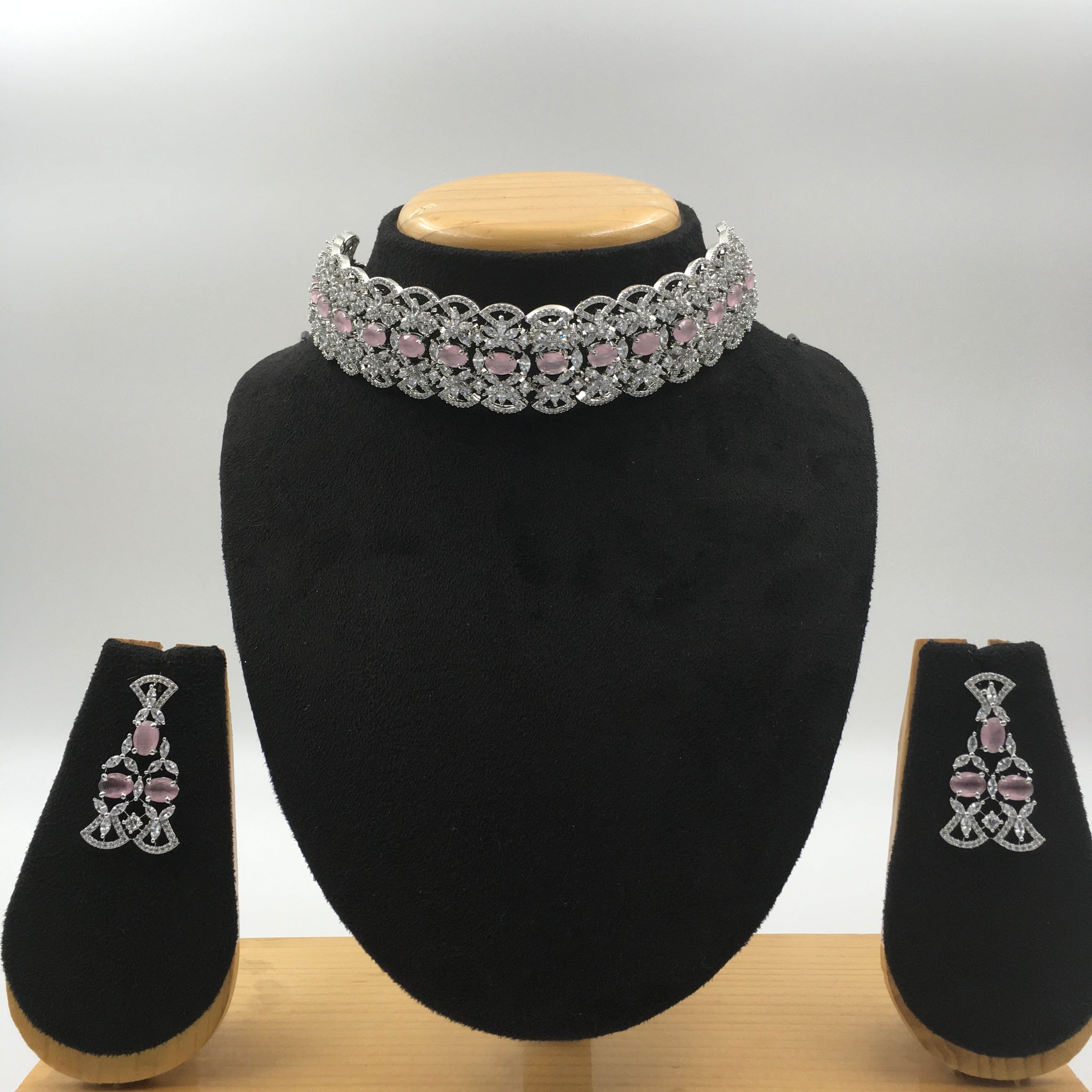 Choker Zircon/AD Necklace Set 5582-69 - Dazzles Jewellery