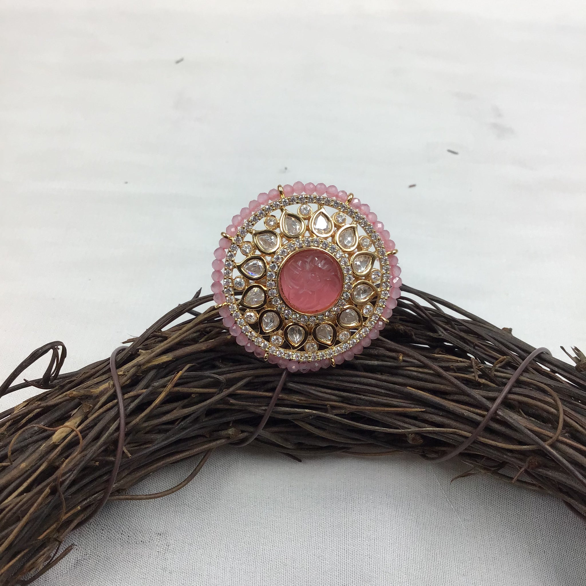 Kundan Adjustable Ring 7273-68 - Dazzles Jewellery