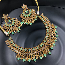 Gold Plated Stone Necklace Set 12678-28 - Dazzles Jewellery