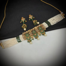 Green Gold Look Necklace Set 17653-4835 - Dazzles Jewellery