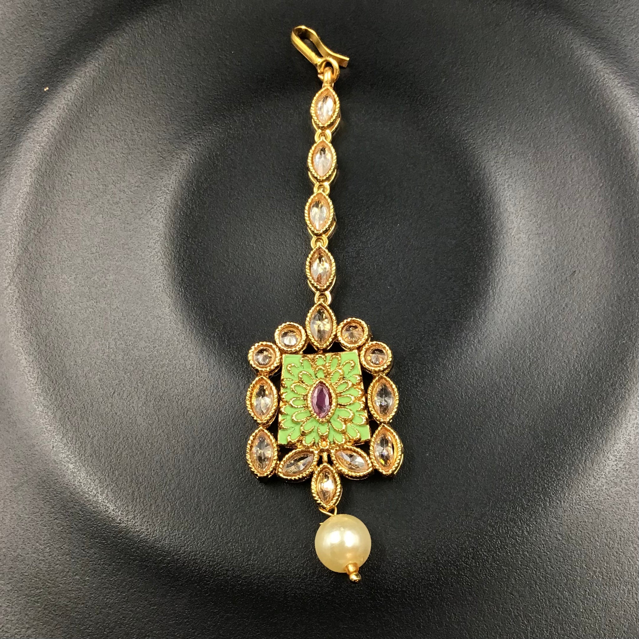 Mint Green Maang Tikka 6895-0100 - Dazzles Jewellery