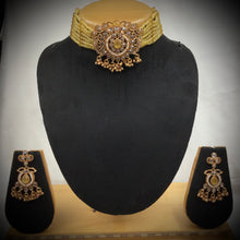 Choker Gold Look Necklace Set 3576-28 - Dazzles Jewellery