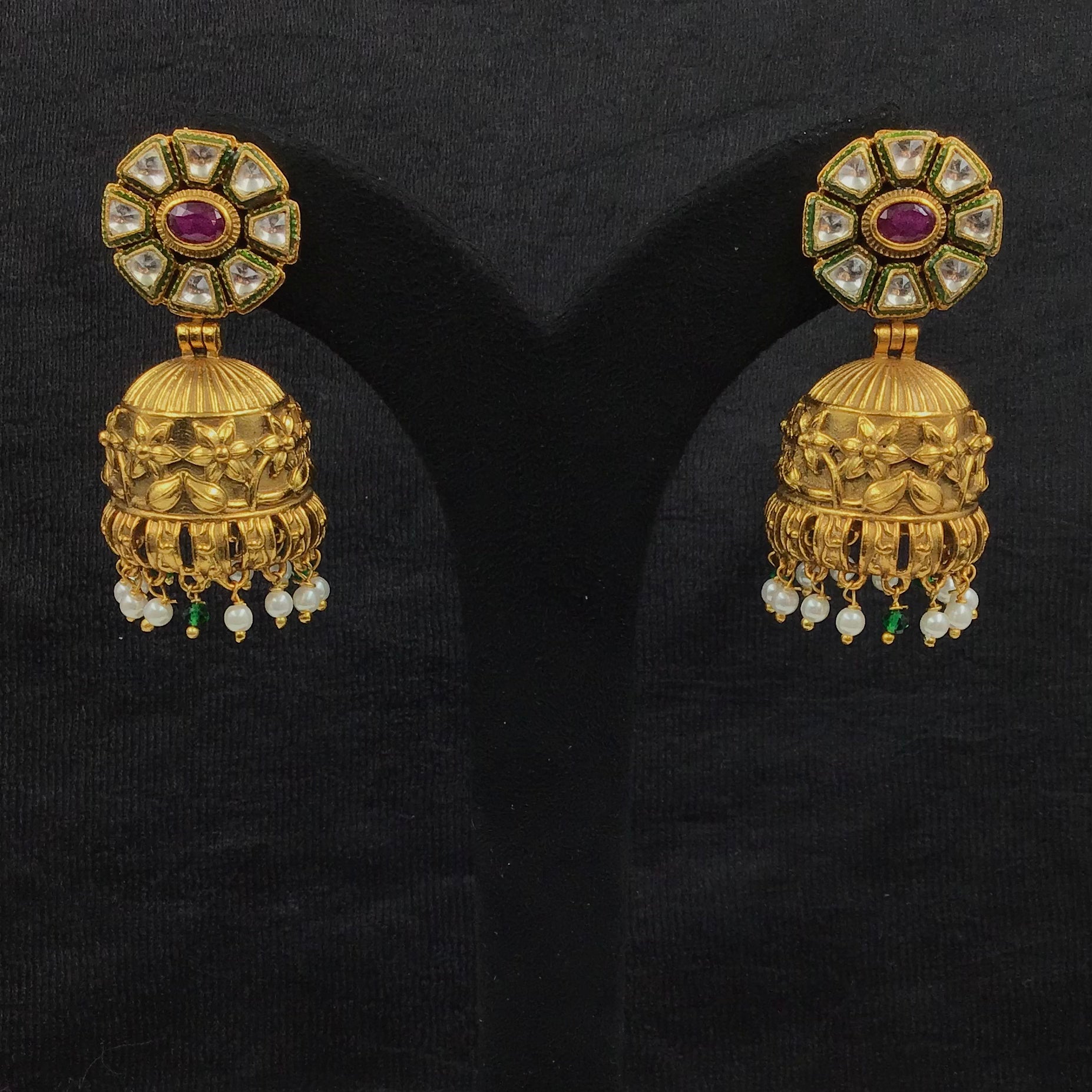 Jhumki Gold Look Earring 9215-100 - Dazzles Jewellery