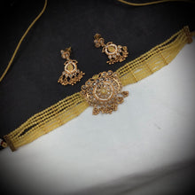 Choker Gold Look Necklace Set 3576-28 - Dazzles Jewellery