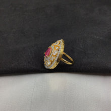 Zircon/AD Adjustable Ruby Ring 14014-1105 - Dazzles Jewellery