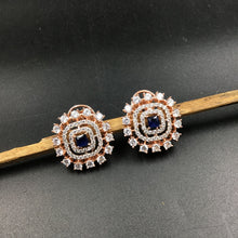 Rose Gold Plated Square Zircon/AD Tops Studs 14061 - Dazzles Jewellery
