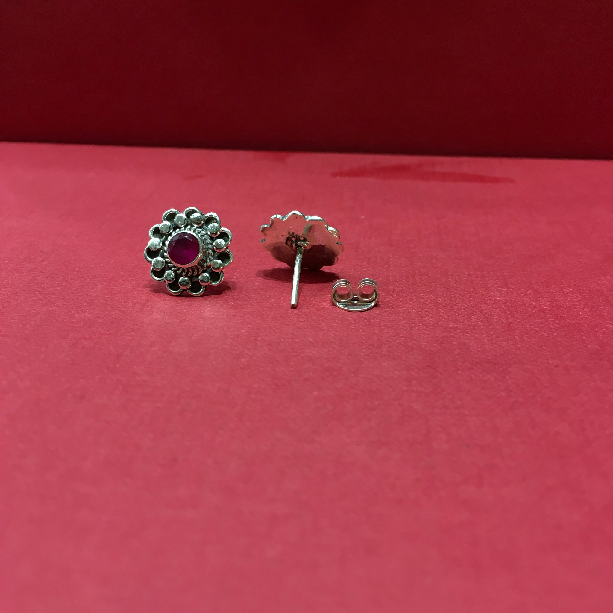 Ruby Silver Earring - Dazzles Jewellery