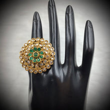Polki Cocktail Adjustable Green Ring 3180-1940 - Dazzles Jewellery