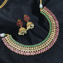 Gold Plated Round Necklace Set 1596-01 - Dazzles Jewellery
