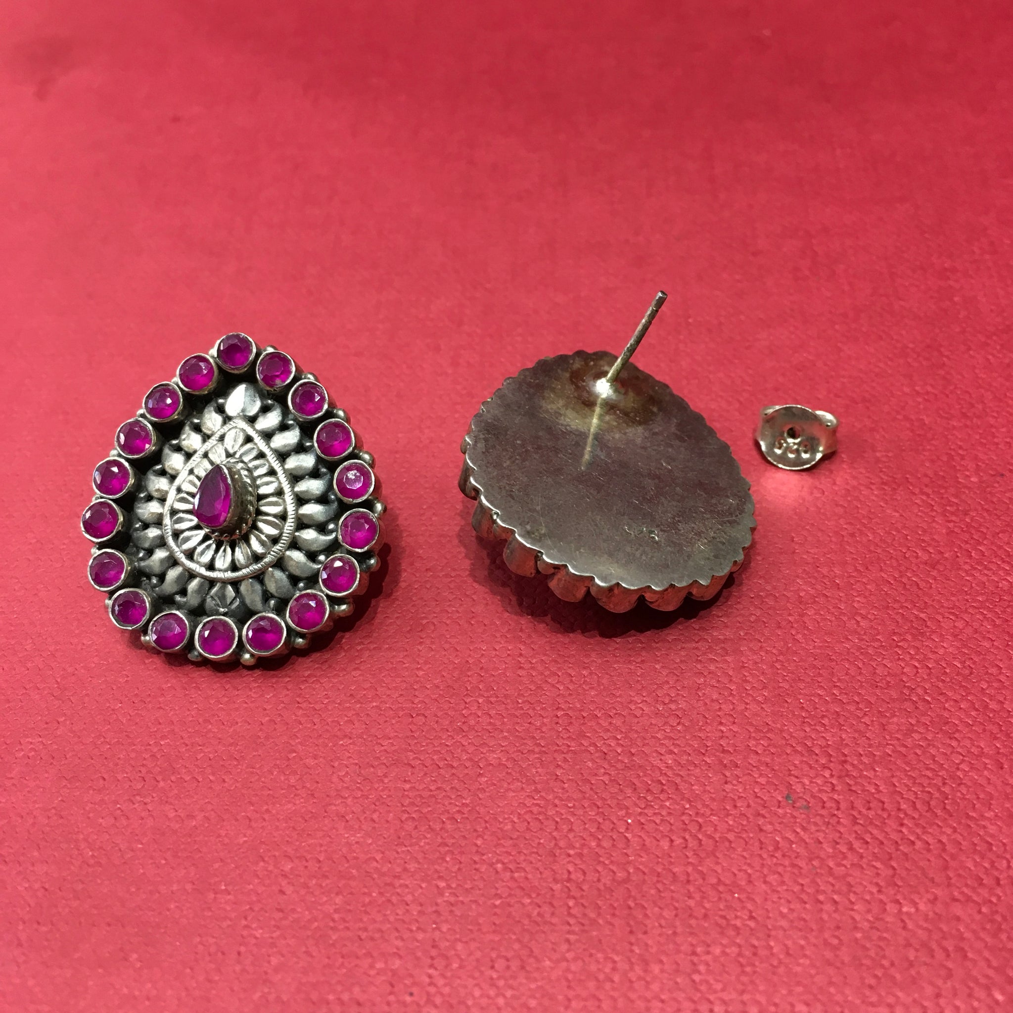 Ruby Silver Earring 5996 - Dazzles Jewellery