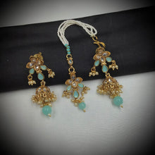 Mint Green Gold Look Necklace Set 17650-4832 - Dazzles Jewellery
