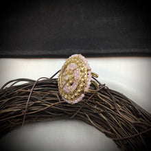 Antique Finish Cocktail Adjustable Pink Ring 10084-5495 - Dazzles Jewellery