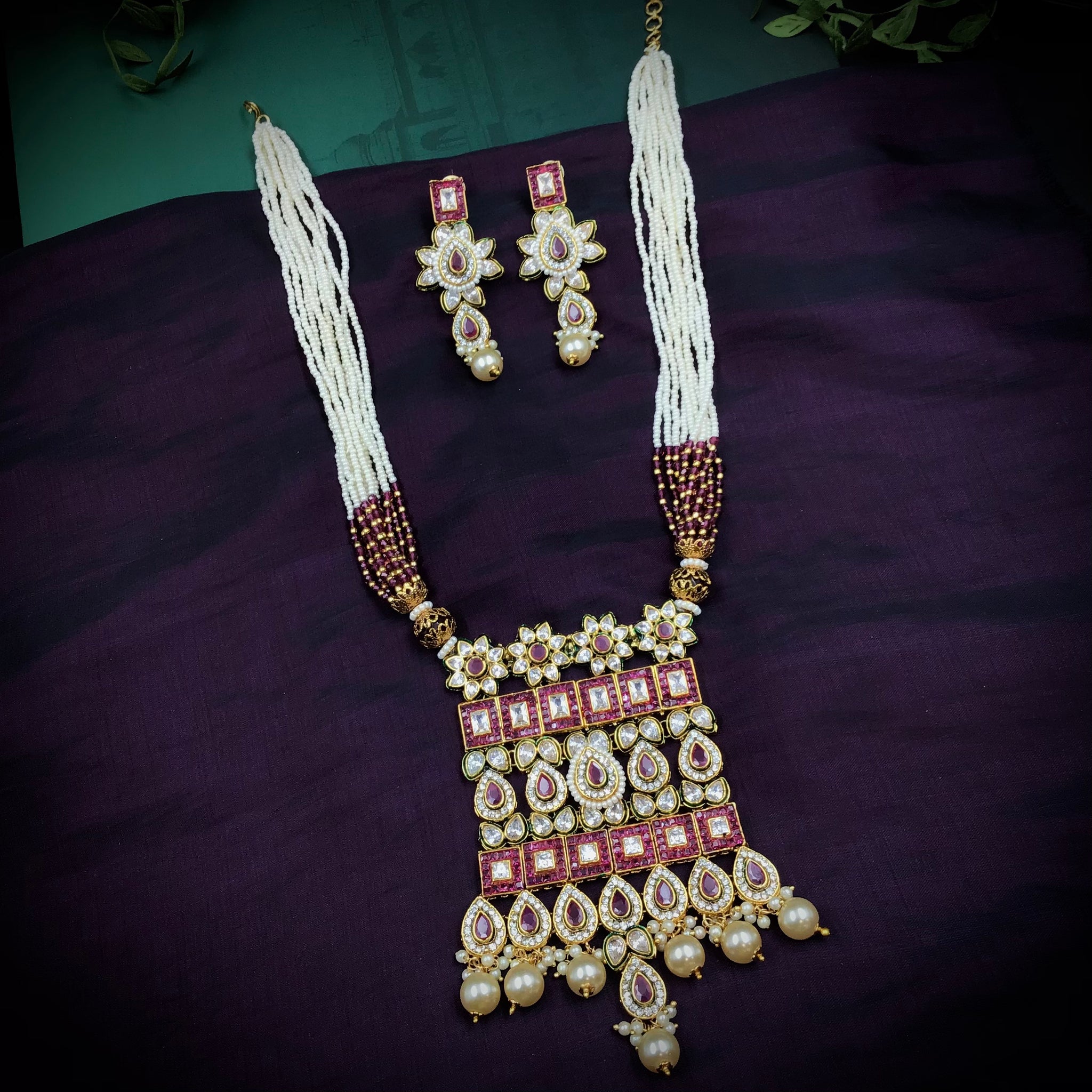Heavy Polki Pendant Set 7714-21
