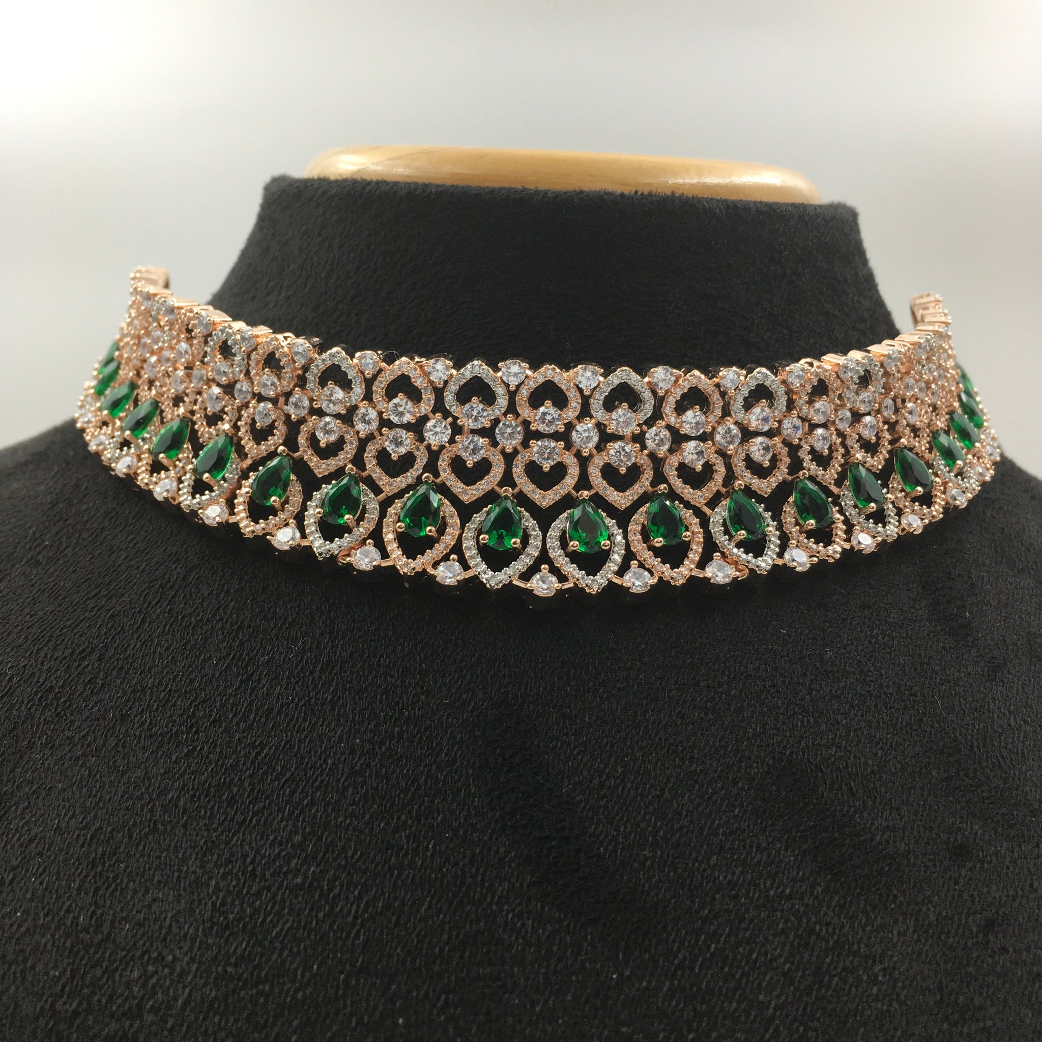 Green Zircon/AD Necklace Set - Dazzles Jewellery